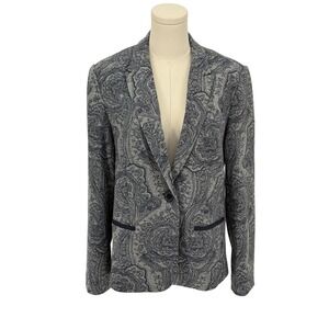 PREMISE Women's Gray Paisley Pattern Blazer Jacket Size 10